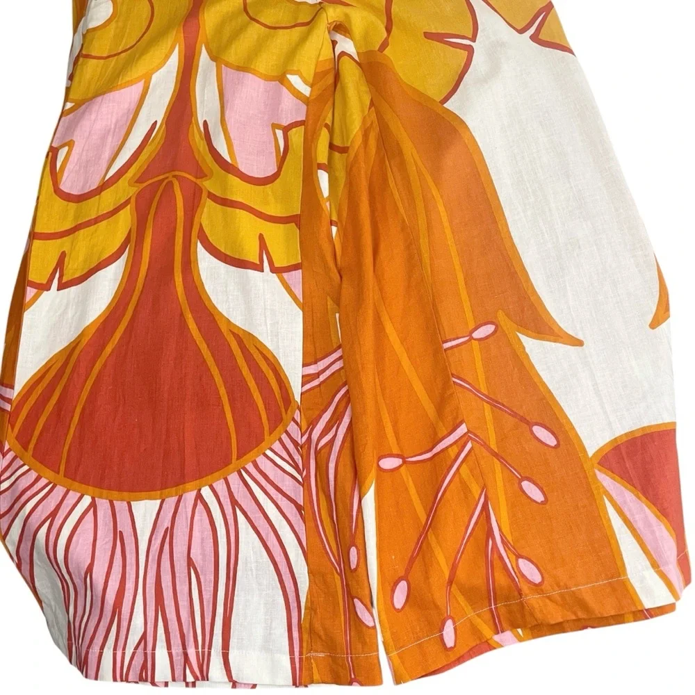 Rachel Zoe Tropical Print Linen Rayon Wide Leg Pants with Belt XL - Picture 8 of 11